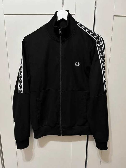 Fred Perry bluza męska rozpinana dresowa z lampasami czarna M