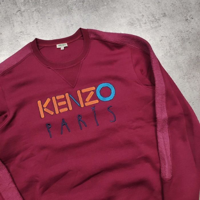 MĘSKA Bluza PREMIUM Luxury Kenzo Paris Bordowa Duże Logo Crewneck