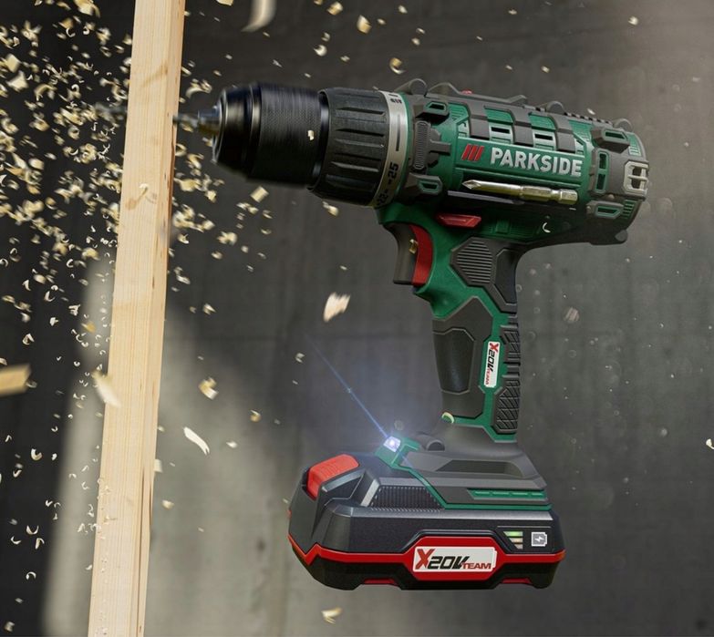 PARKSIDE Wiertarko Wkrętarka Akumulator Ładowarka Walizka Bity Zestaw