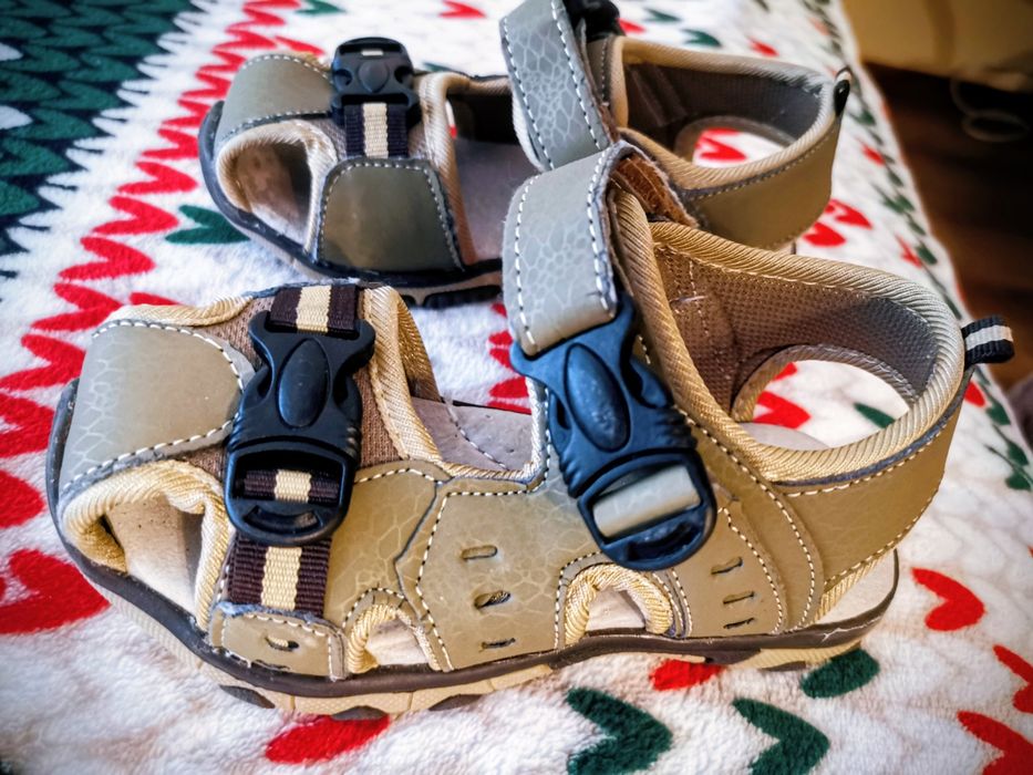 Sandały chłopięce 17 cm wkladka khaki wojskowe