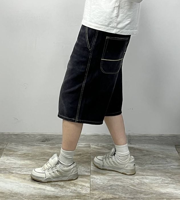Нові широкі чорні шорти джинсові BAGGY rap jeans shorts sk8 широкие шорты бегги реп jaded ecko southpole