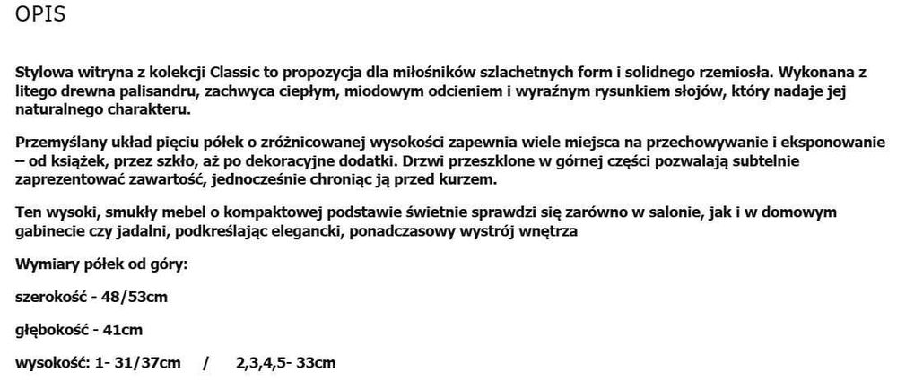 witryna classic  125 z palisandru- meble indyjskie