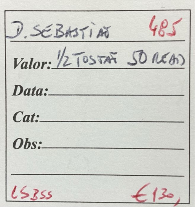 Moeda 485 - 1/2 Tostao 50 Reais D SEBASTIAO