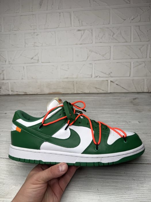 Крутые кроссовки nike dunk low off-white pine green