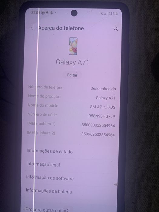 Galaxy A 71 desbloqueado
