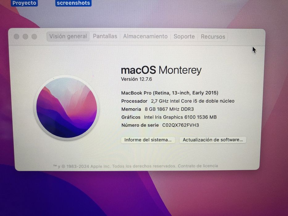 Macbook pro 13 2015 8/256