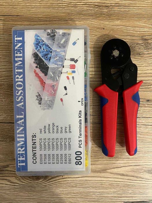 Набір 6 кулачковий крімпер HSC8 6-6A з 1200 гільзами для обжиму дротів