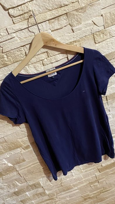 T-shirt Tommy Hilfiger S damski granatowy bawełna krótki rękaw