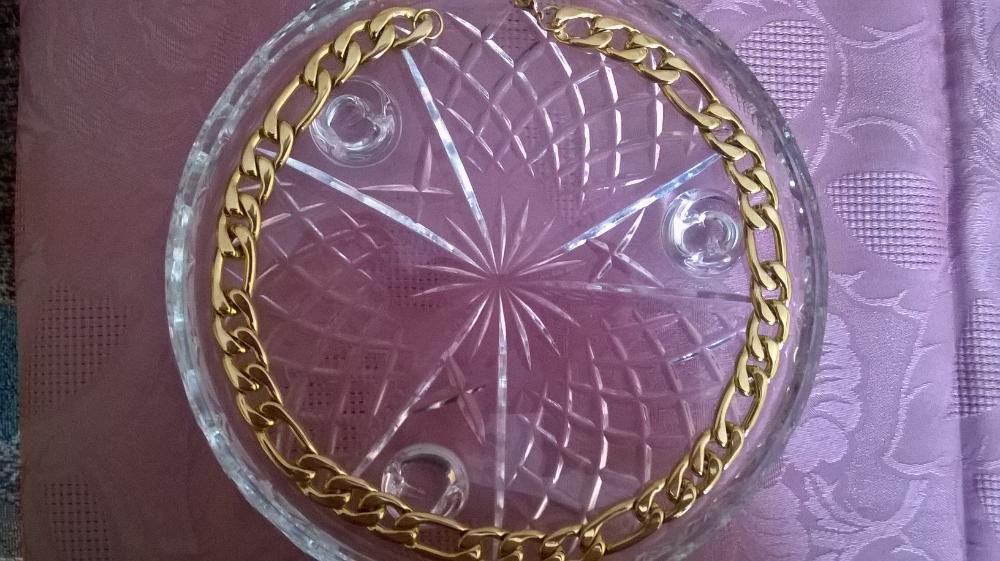 Pozłacany łańcuszek,585,14k,figaro długośc 60cm,szerokośc 15mm 100gram