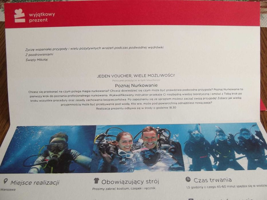 Voucher na nurkowanie Warszawa