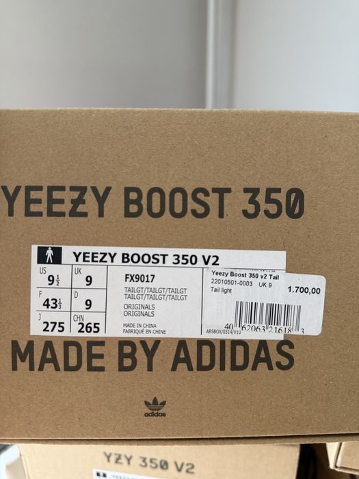 Adidas Yeezy Tail Light buty sneakersy szare niskie 43 1/3