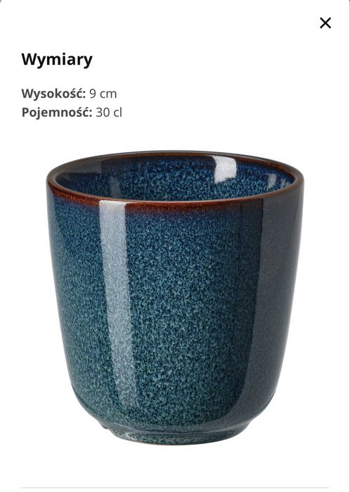 Kubek Ikea kolekcja Gladelig ceramiczny bez ucha, 4 sztuki
