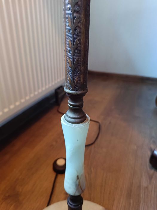Piękna lampa stojąca , marmur z mosiądzem