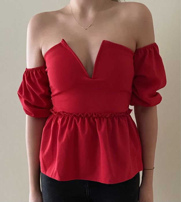 Top bluzka czerwony baskinka 36 S