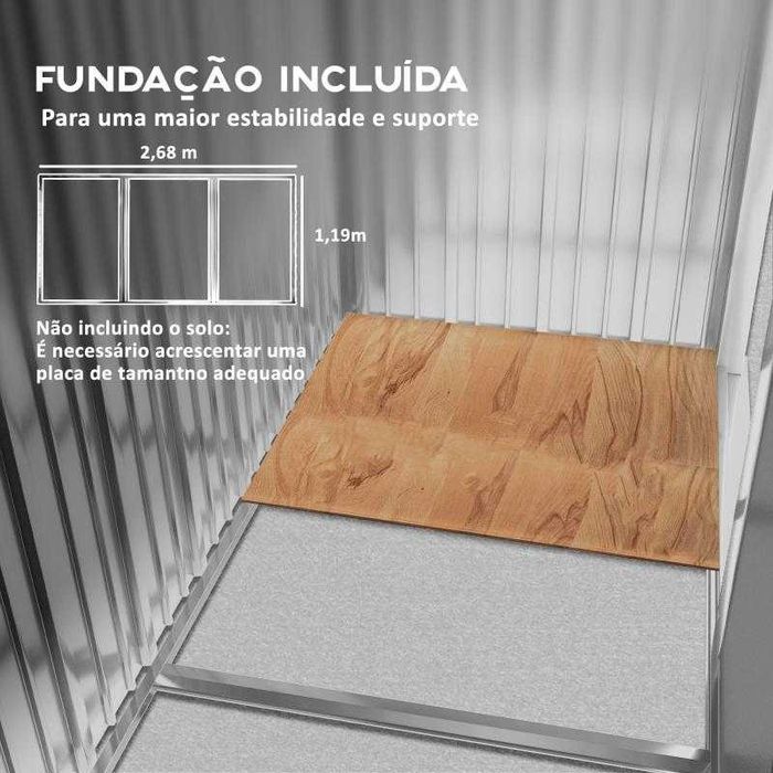Abrigo de Jardim em Aço Galvanizado 280x130x172 cm