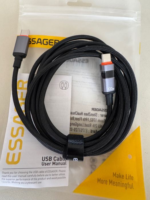 ESSAGER Kabel Usb-C- Usb-C DISPLAY 2 metry 100 W Fast charging