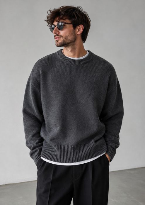 Свитер джемпер толстовка BOSS Hugo Boss Amador Mens Lambswool Crew Neck Sweater Gray Knit size M, L