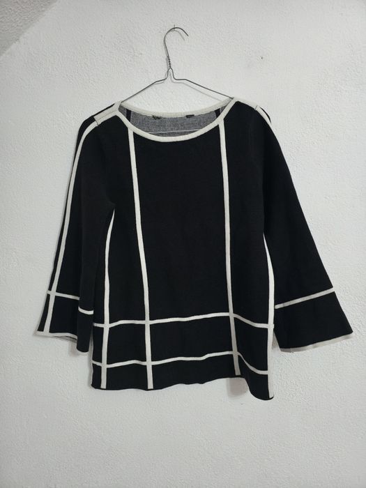 Czarny sweter w kratę elegancka bluzka damska principles