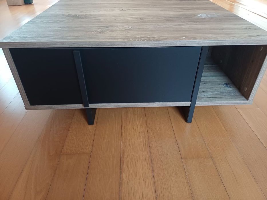 Mesa de centro JOKKAZ cor carvalho e preto Conforama