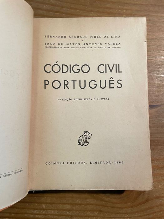 Código Civil Português - 1960 - Pires Lima, Antunes Varela (p. Grátis)