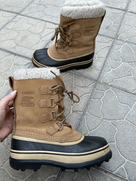 кожаные зимние непромокаемые сапоги чоботи снегоходы sorel 36-36,5p