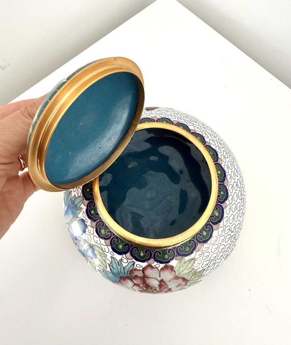 Pote chinês de gengibre com tampa em Cloisonné