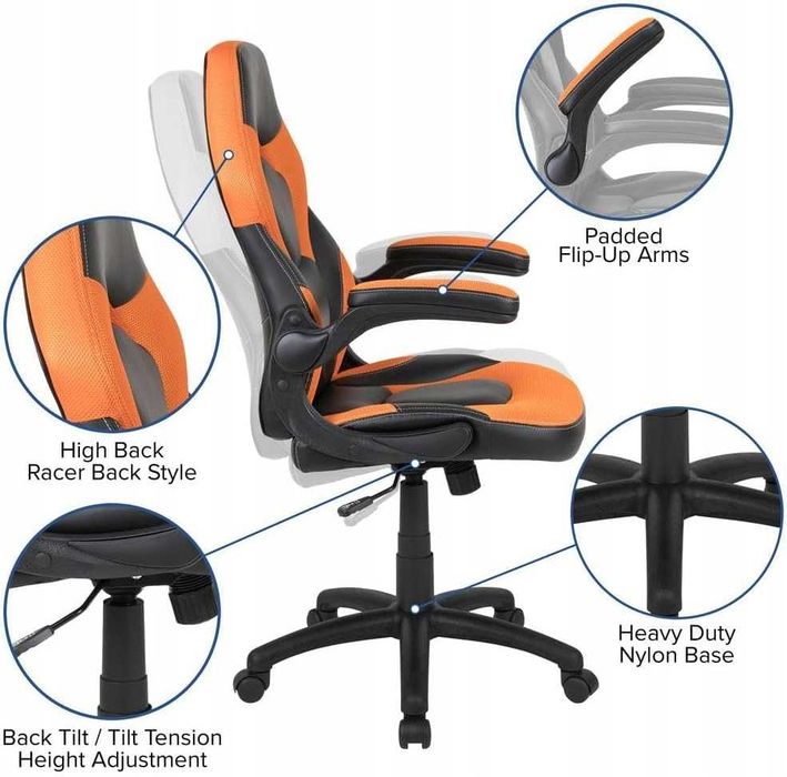 Flash Furniture X10 fotel gamingowy, ergonomiczny, regulowany