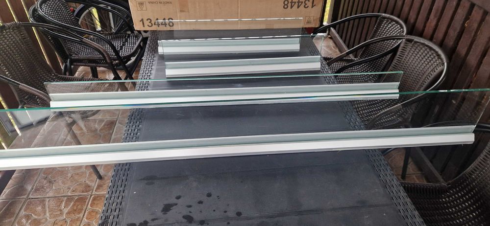 Półki łazienkowe szklane, profil aluminiowy - 4 sztuki