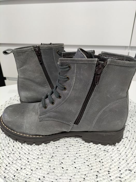 Skórzane botki (trapery) jak Rieker rozm 37 wkładka 23 cm