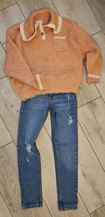 Spodnie jeansy rurki Zara vintage przetarcia 134 cm wiosna