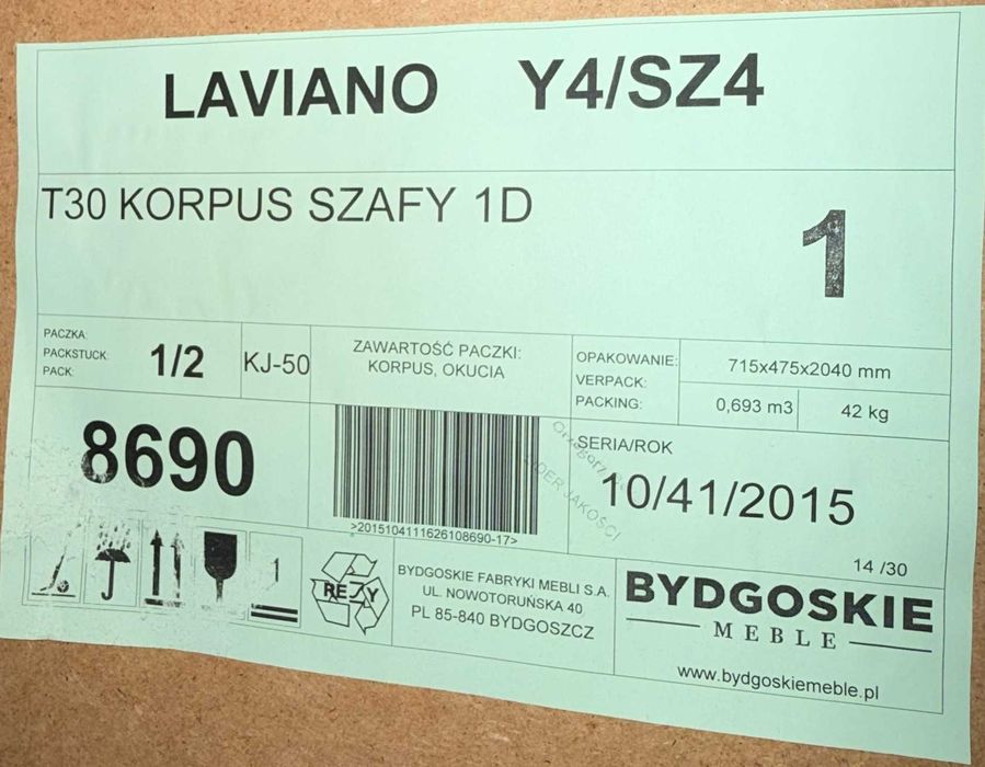 Szafa Laviano 1D, wysoka, pojemna, stylowa