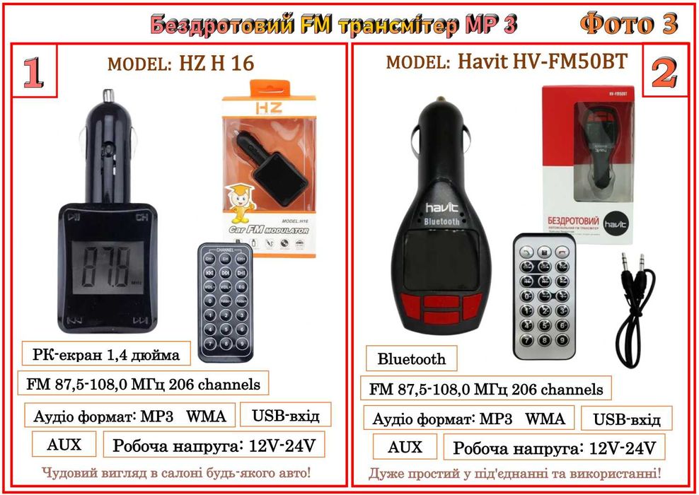 Бездротовий автомобільний FM трансмітер МP 3