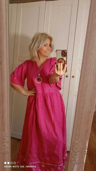 Nowa sukienka z kieszeniami 100% len Tatuum