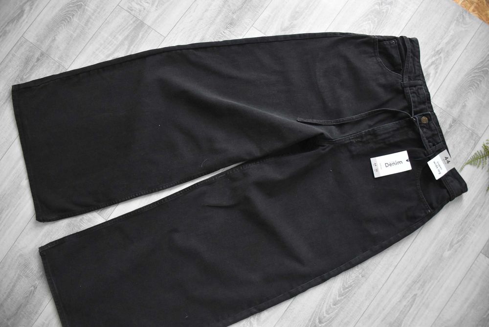 *Lefties* jeansy szerokie kuloty czarne nowe wysoki stan_44