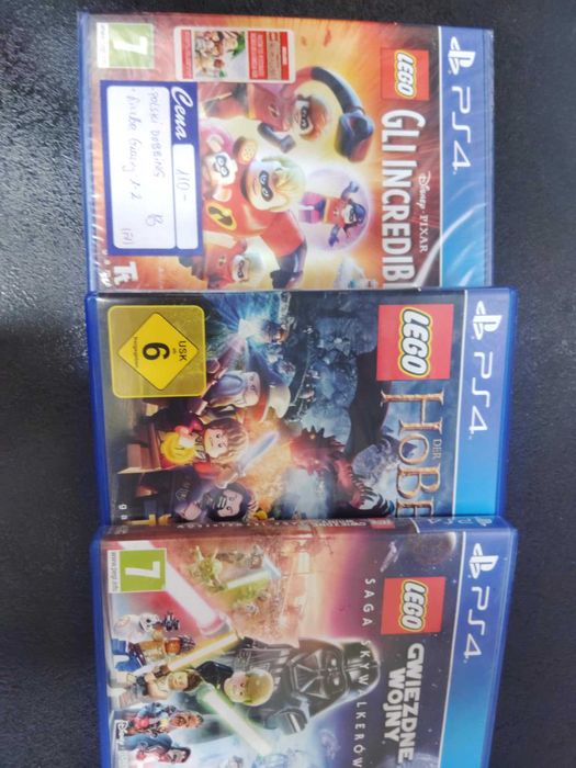 Zestaw 3 gier PS4 Lego iniemamocni, hobbit i saga