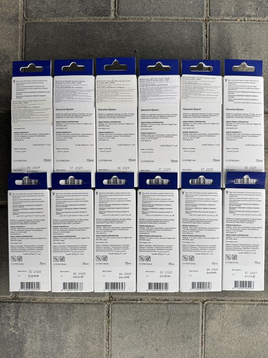 Чернила Epson 108 и 673 для шести цветных принтеров