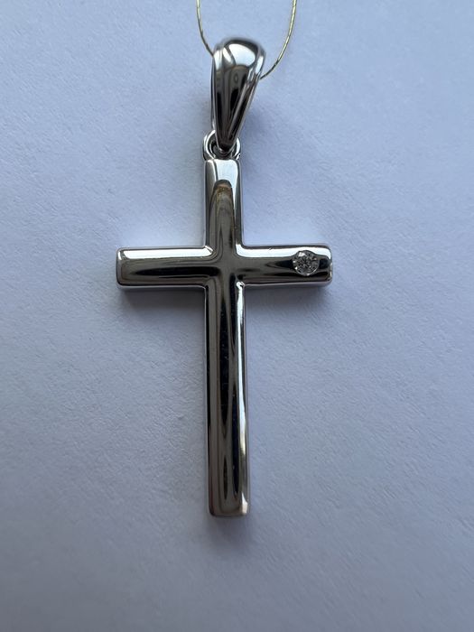 Золотой крестик белое золото 585 проба