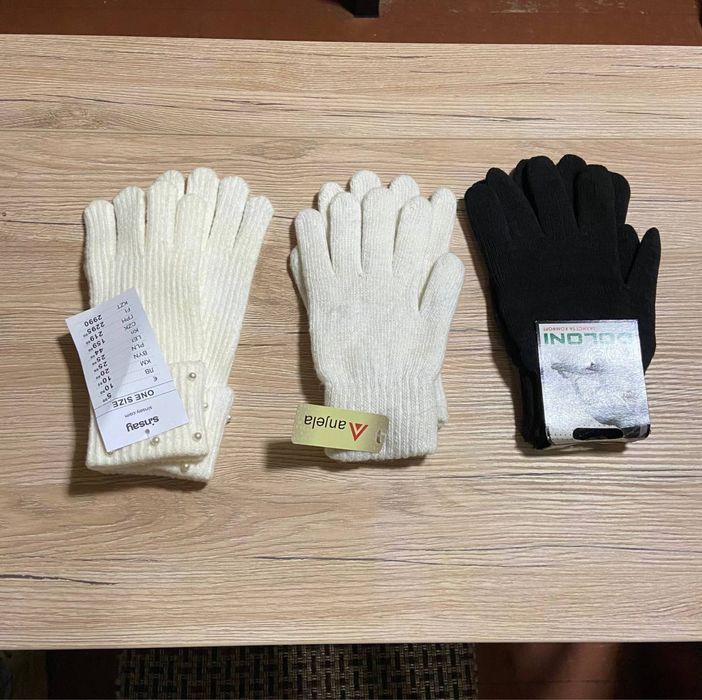 Рукавички на осінь зиму жіночі чоловічі білі чорні