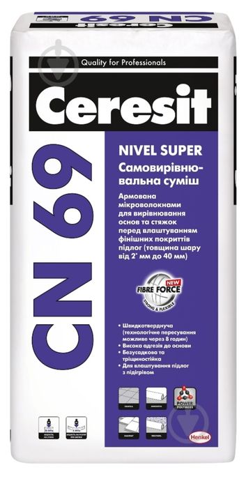 Cамовыравнивающаяся смесь Ceresit CN 69 Nivel Super.