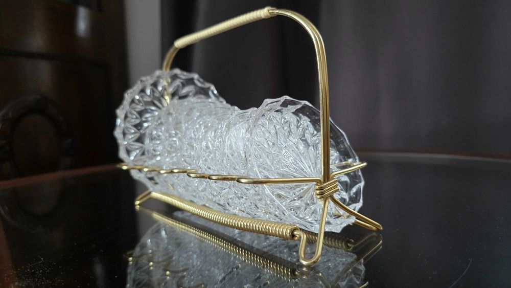 Kryształowe podstawki na stojaku.Lata 50