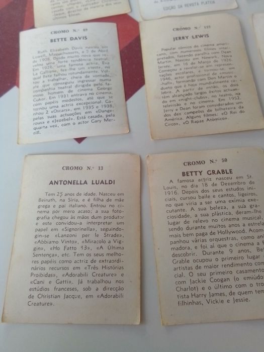 Cromos antigos atores cada 1,50€ , tenho de outras coleções