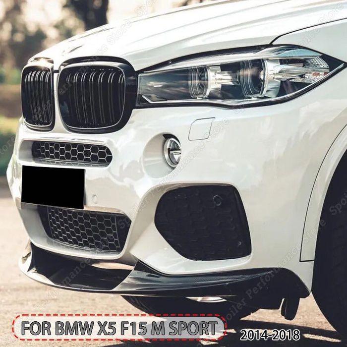 Накладка на передний бампер BMW X5 F15 сплитер губа БМВ Х5 Ф15 обвес юбка бампера