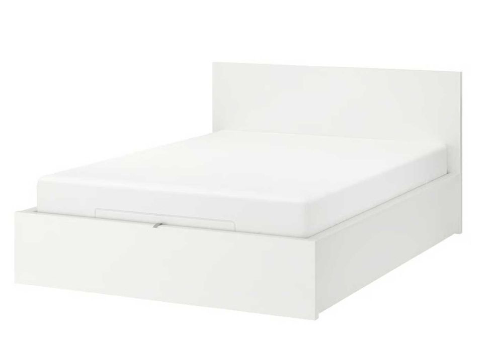 Łóżko_Stelaż_IKEA MALM 140×200 cm z pojemnikiem – biały – Stan Bardzo Dobry!