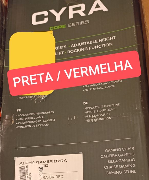 Cadeira gaming Alpha Gamer Cyra Preta/Vermelha (na caixa)