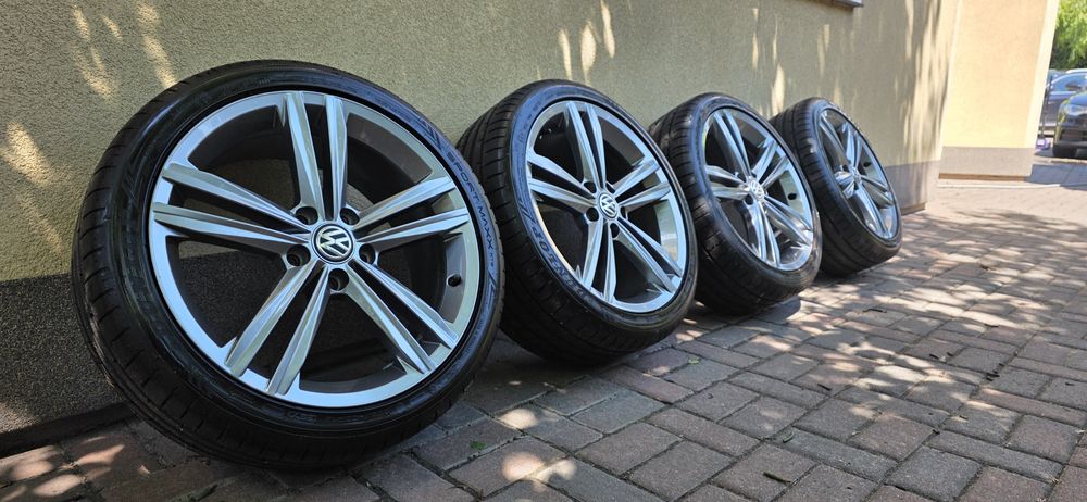 Piękne felgi koła jak nowe opony Dunlop 7mm VW 225/40/18 Audi Seat Skoda 5x112