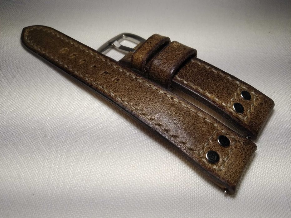 Pasek skórzany do zegarka 20 / 18 mm skóra Full Grain , szybki montaż