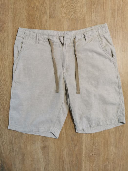 Livergy spodenki męskie krótkie szorty eleganckie casualowe lniane beżowe rozmiar L 52