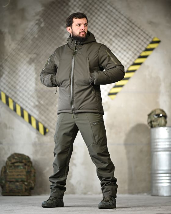 Зимовий тактичний костюм олива 5в1 куртка штани фліска термобілизп рем