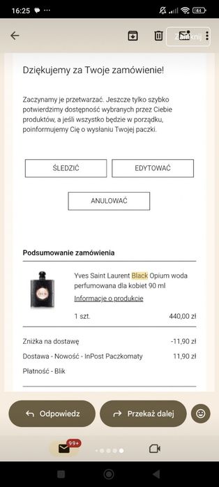 Perfumy ysl Black opium 90ml duże