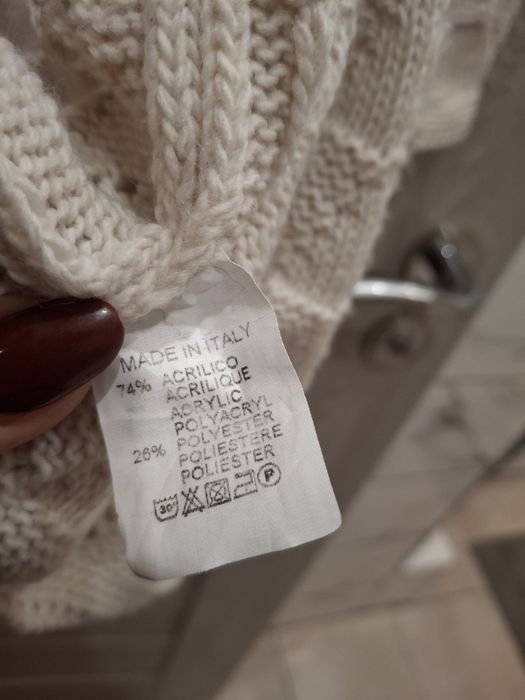 Sweterek włoski kardigan ażurowy beżowy 40/42